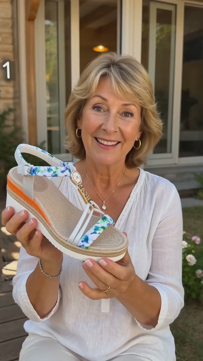 Sandales à plateforme Bohème pour femme – Ornement floral et perles tressées